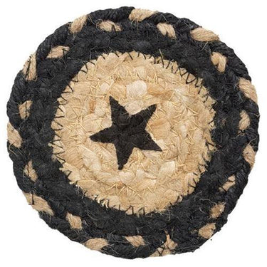 Braided Black Star Jute Coaster - The Fox Decor
